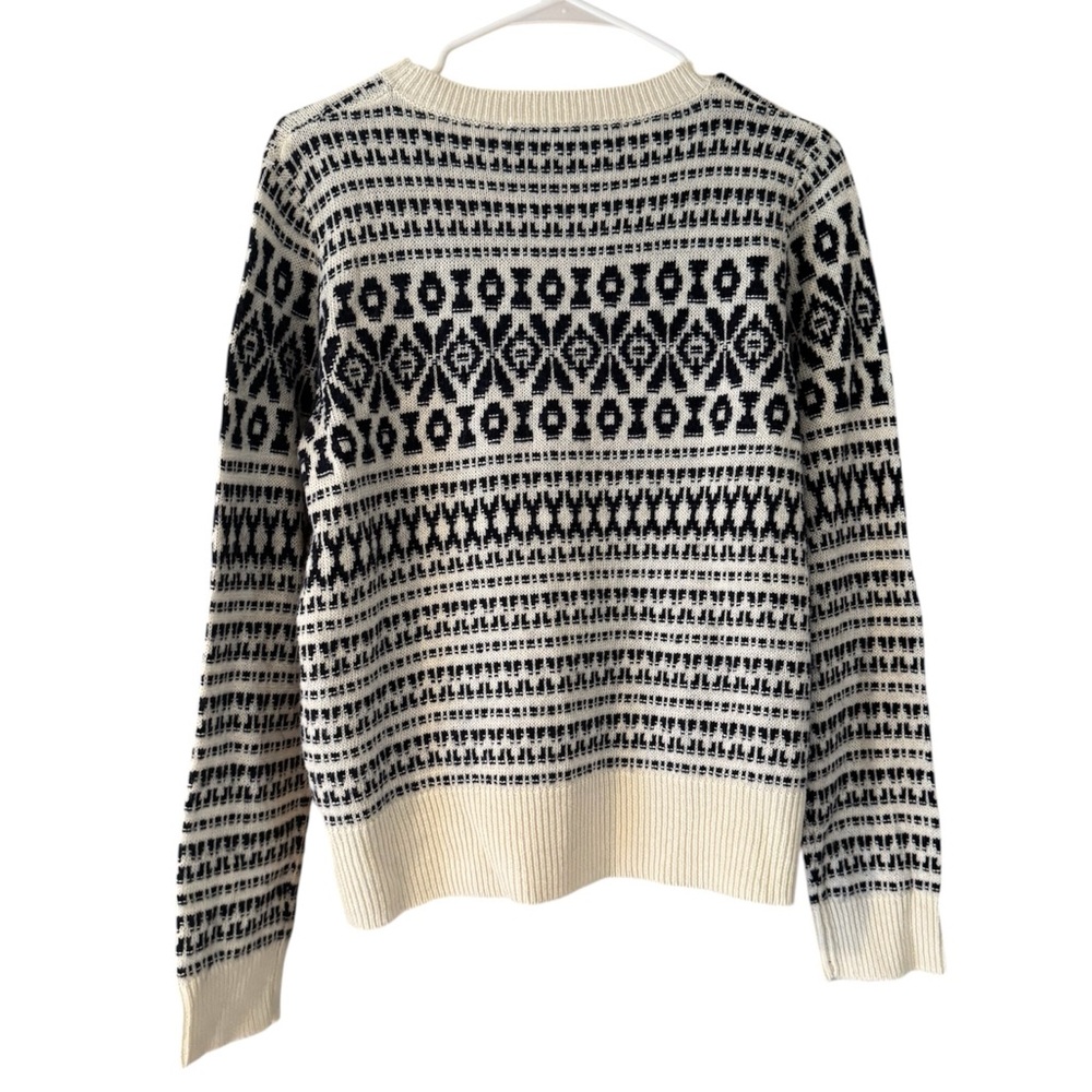 French‎ Connection Fair Isle Black/Cream Knit Crew Sweater. Women’s Medium. NWT. - Picture 3 of 5